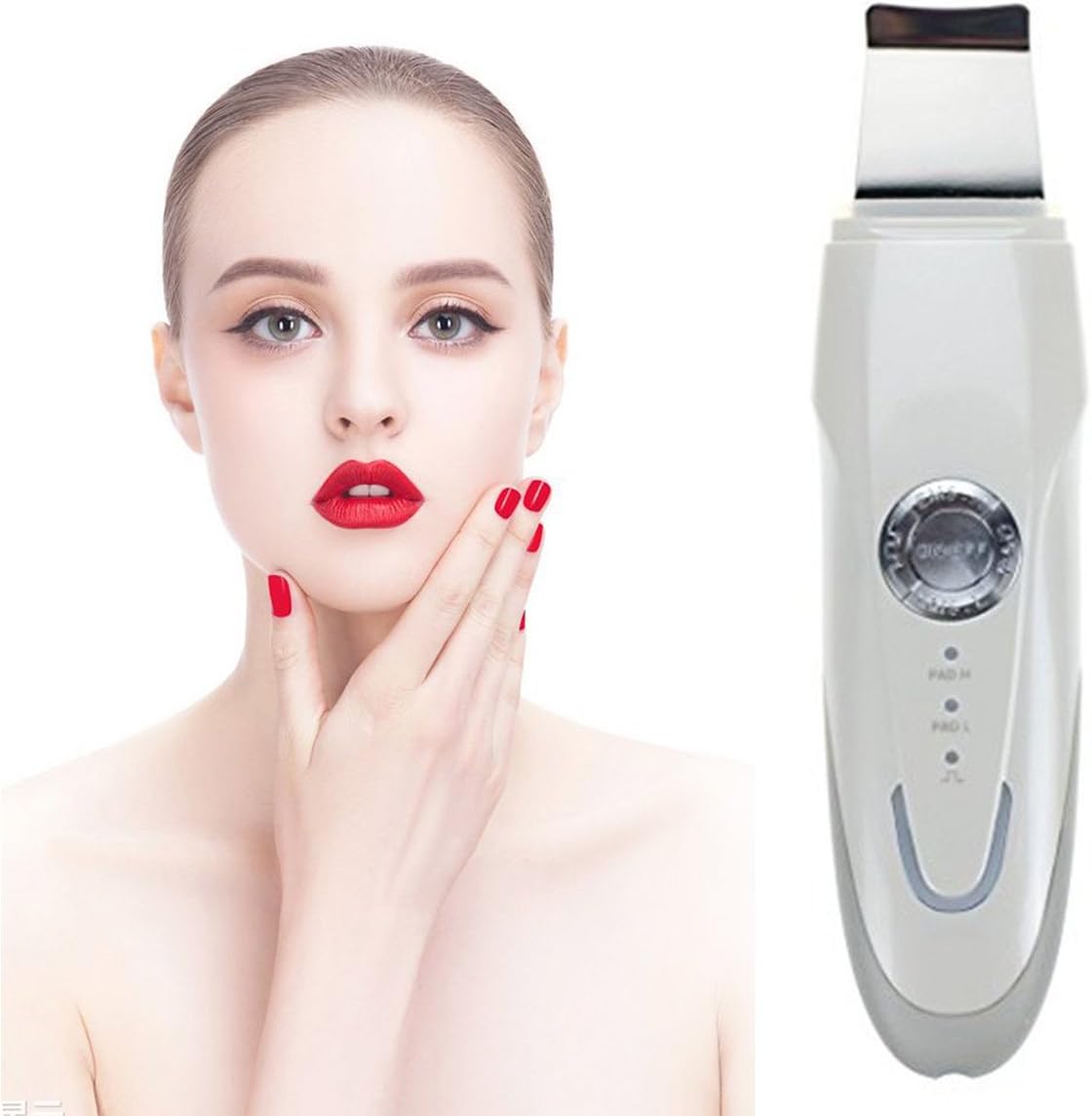 LittleDi Ultrasonic Face Skin Scrubber Portable Blackhead Remove Spatula Skin Galvanic Vibration Microderbrasion Peeling Wrinkle Removal Machine Facial Dermabrasion Cleanser Beauty Anti-Age Device