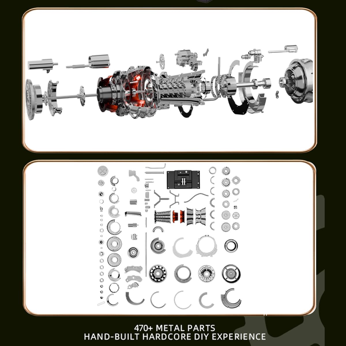 ToyGhillied Skymechman - Kit de construcción de avión (1/4 de metal, simulación de metal, modelo de motor de helicóptero militar, kit de motor de avión, kit de educación científica para adultos, kit