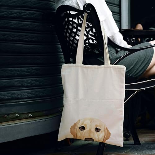 Vista 53 de WIRESTER Bolsa de lona para mujeres y niñas, bolsa de playa, comestibles y viajes, lindo perro