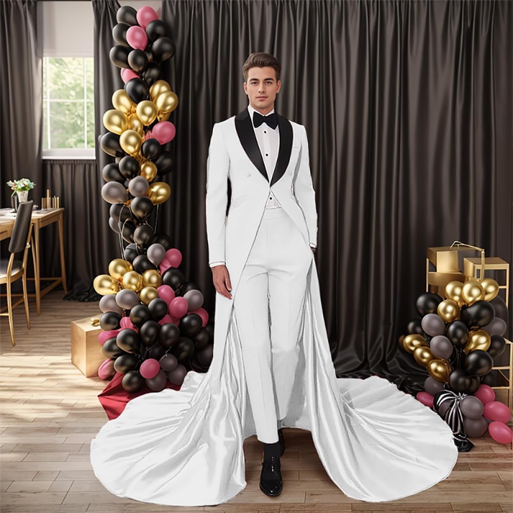 Men Suits 2 Pieces One Button Tuxedo Shawl Lapel Cocktail Floor Length Cloaks Jackets Party Wedding Formal Groom