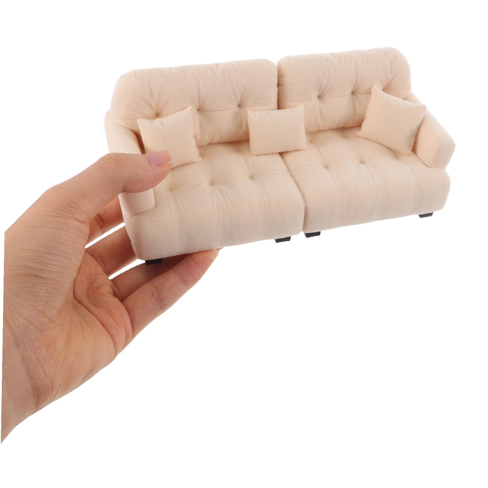 SUPVOX Scale Small Doll Couch for Living Decor Cream Plush Mini Furniture for Dollhouse Accessories and Roleplay Fun - Image 4