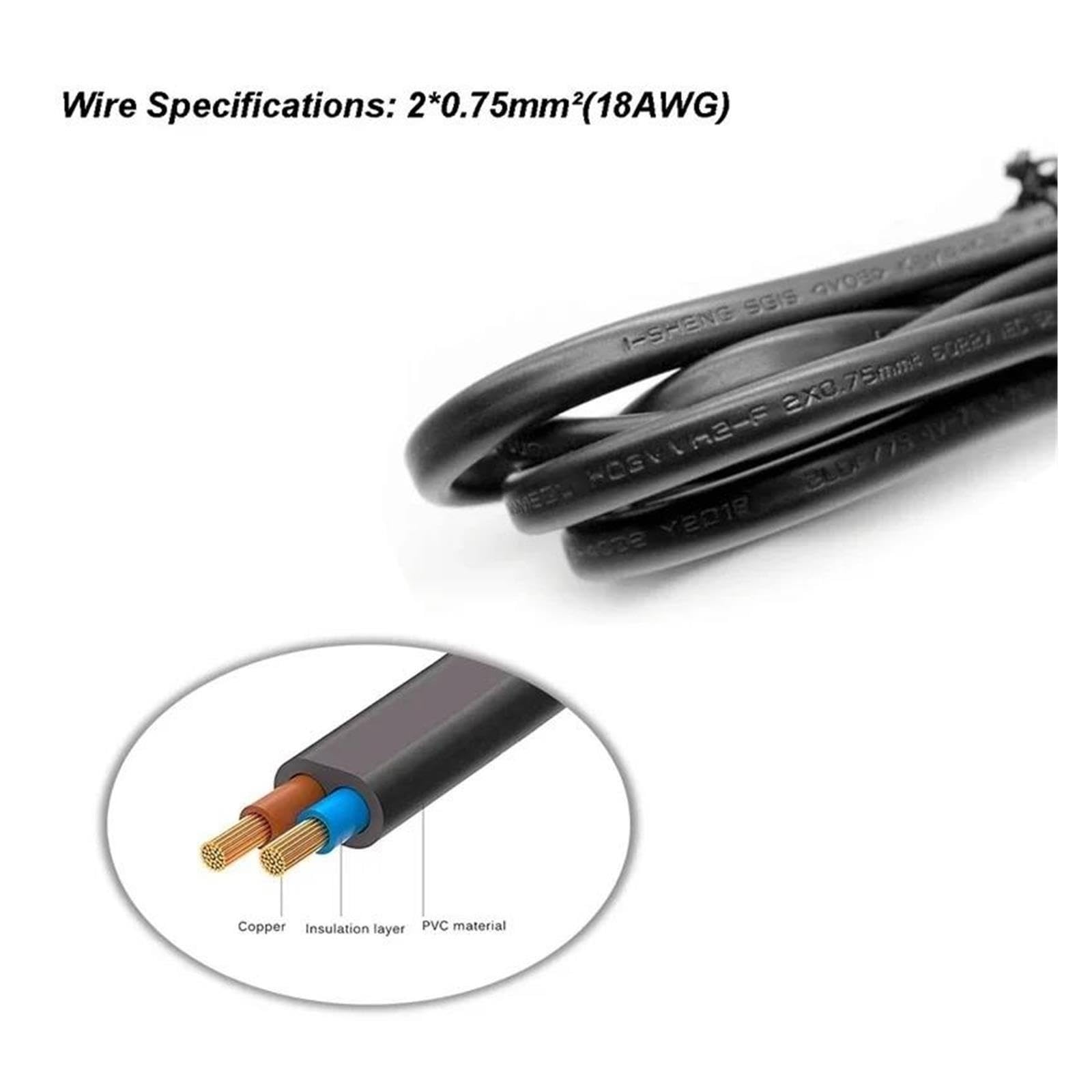 Cable de extensión UE de 0,3-10m, Cable de alimentación C7, Figura 8, Cable de CA con Enchufe Europeo, Compatible con Samsung, Fuente de alimentación for Monitor de TV(5m)