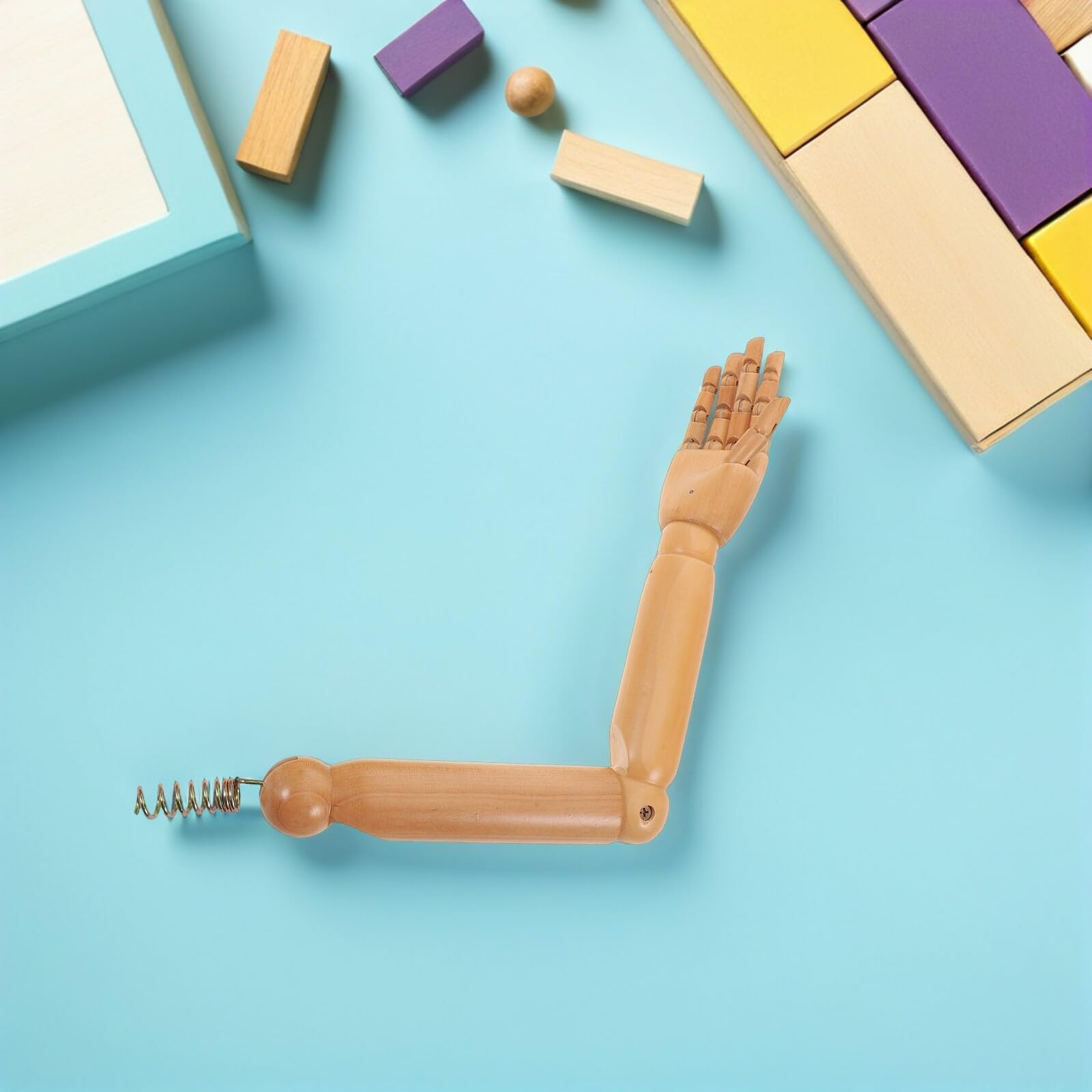 Cabilock Accesorio de Madera para Muñeco con Brazo Articulado Móvil | 1 Par, Color Caqui, Superficie Lisa, Juntas Móviles y Posición Flexible, para Maniquí y Títere