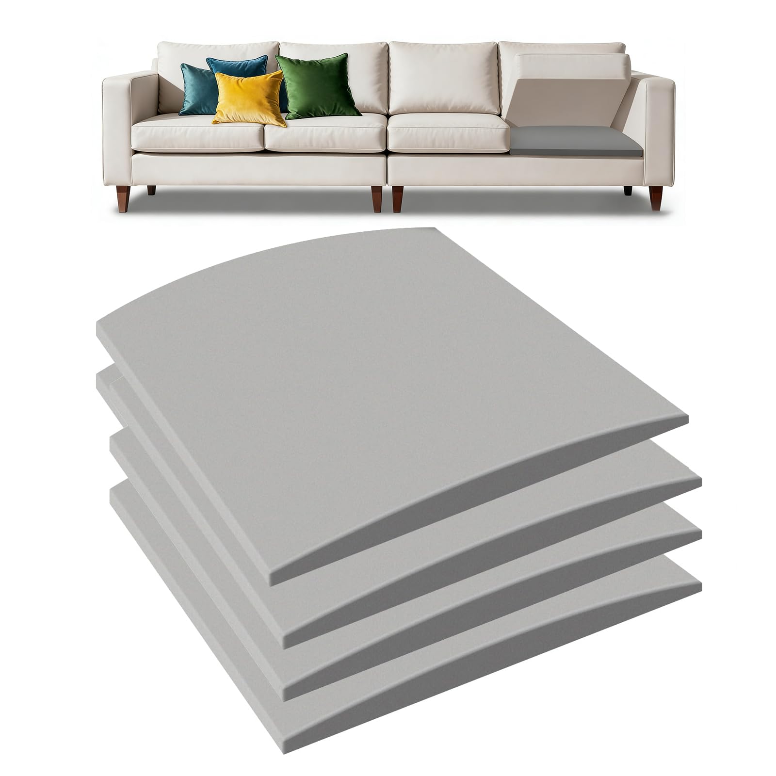Espuma de Relleno de Alta Densidad, Espuma para Reparar sofás, cojín Multifuncional para Asientos, para Relleno de Sofás, Sillas, 50 x 50 x 5 cm, 4 Piezas