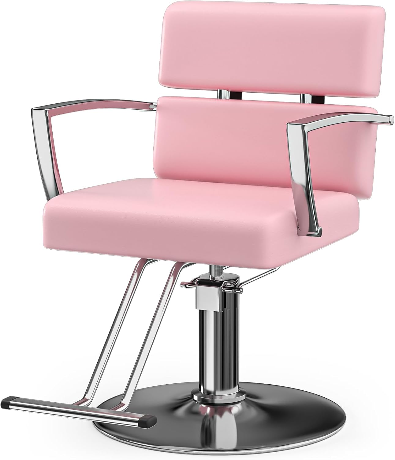 Pink Salon Chair for Hair Stylist,Professional Hydraulic Salon Chair–360°Swivel Barber Chair with Adjustable Height (5.5"),Heavy-Duty Steel Frame,330Lbs Capacity–for Hair,Tattoo & Spa