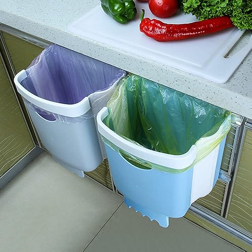 Miniatura 10 de Papelera colgante para puerta de armario de cocina, papelera plegable para cocina, dormitorio, baño y automóvil (2.4 galones, rosa)