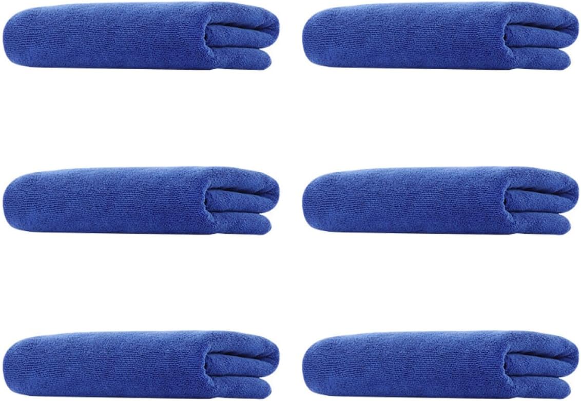 Outanaya Microfiber Car Drying Towels 6pcs Thick Super Absorbent Wash Towels 35x75cm Blue Microfiber Cleaning Cloths for Vehicle Exterior Detailing