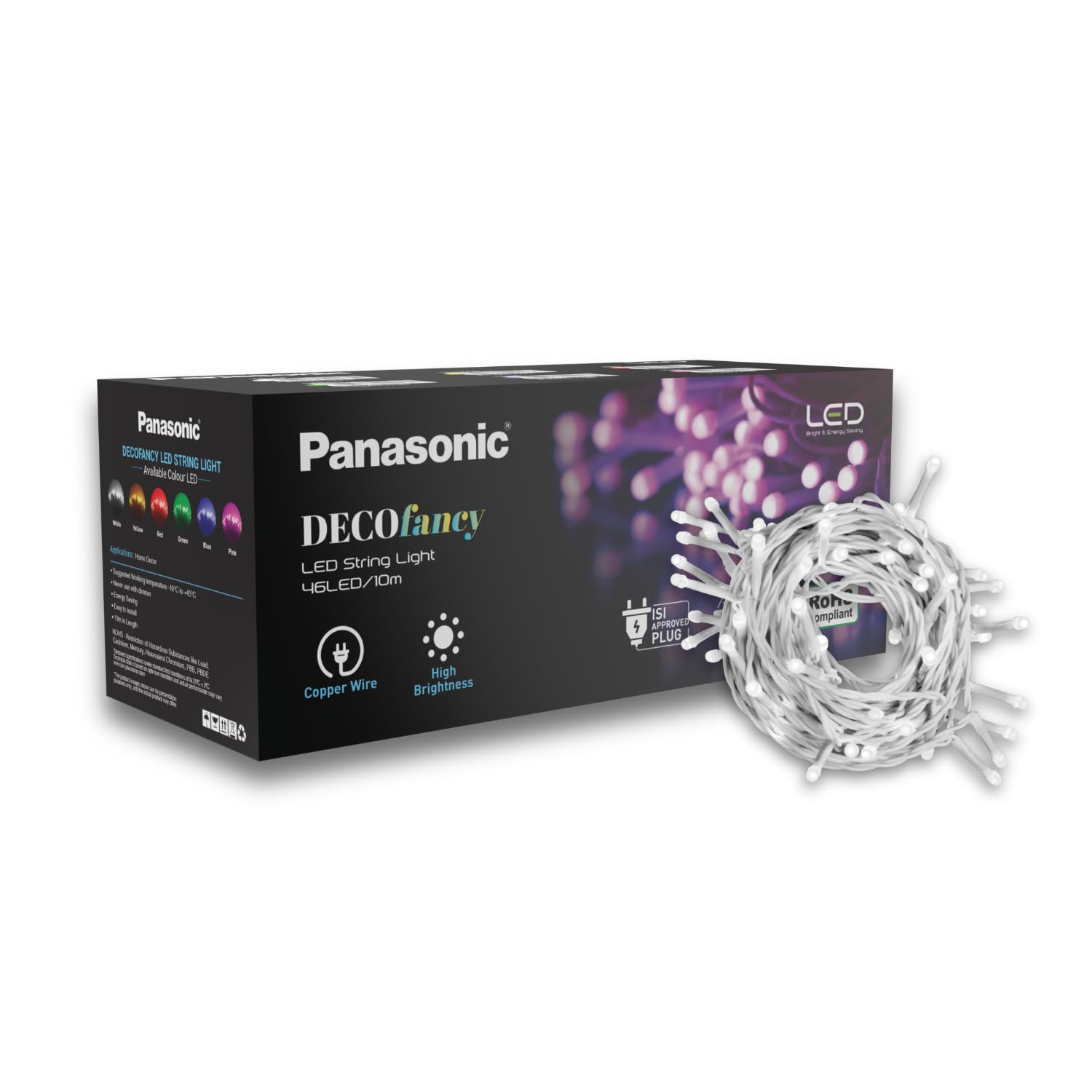 Panasonic Plastic Deco Fancy 10 Mtr LED String Light for Diwali, Decorative LED String Light for Ganesh Chaturthi, Christmas Decoration Light (White)-image-34