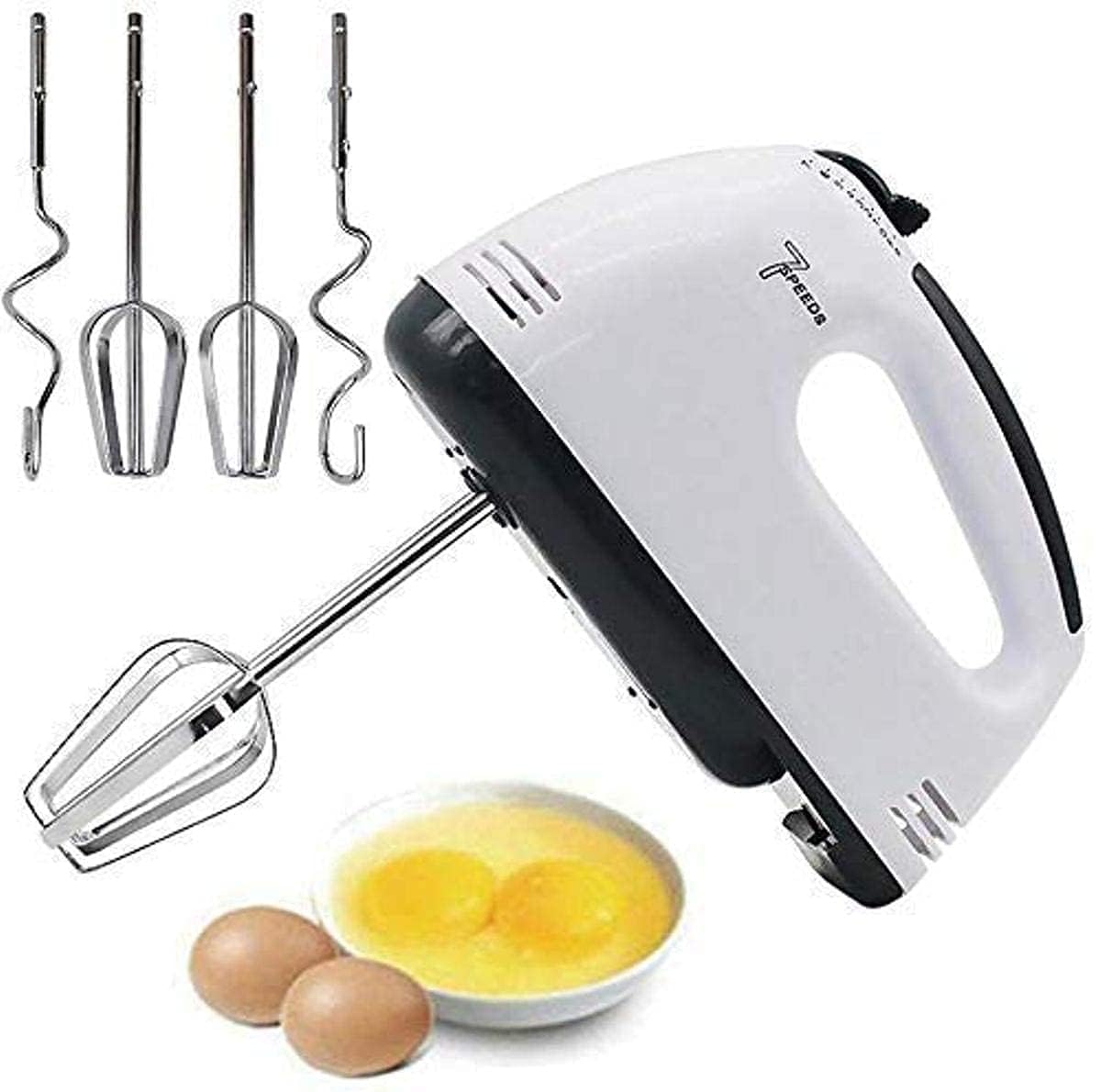 Electric Hand Mixer for Kitchen | Handheld Cake Blender with Four Stainless Steel Attachments Including Beaters & Dough Hooks for Whipping Cream-image-25