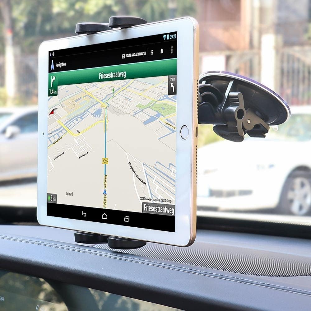 Car Windshield Tablet Mount Holder for 4-13" iPad Device, 360° Rotation Car Window Heavy Duty Suction Cup Tablet Holder for iPad Pro 12.9 10.5 9.7, iPad Air Mini, Samsung Tab, Kindle Fire