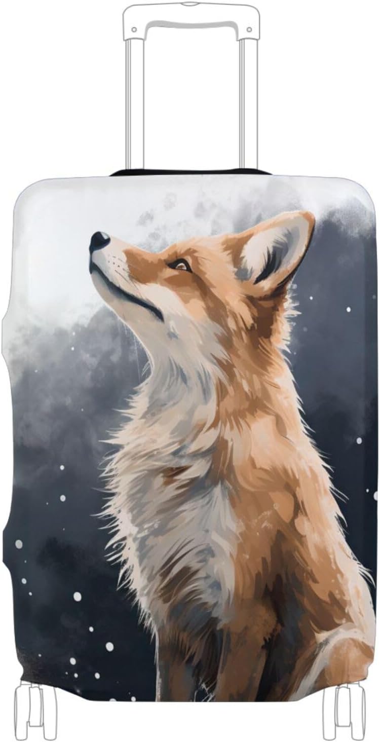 senya Travel Luggage Cover Suitcase Protector Fox Starry Sky Night Washable Baggage Covers Fits 18-20 Inch Luggage