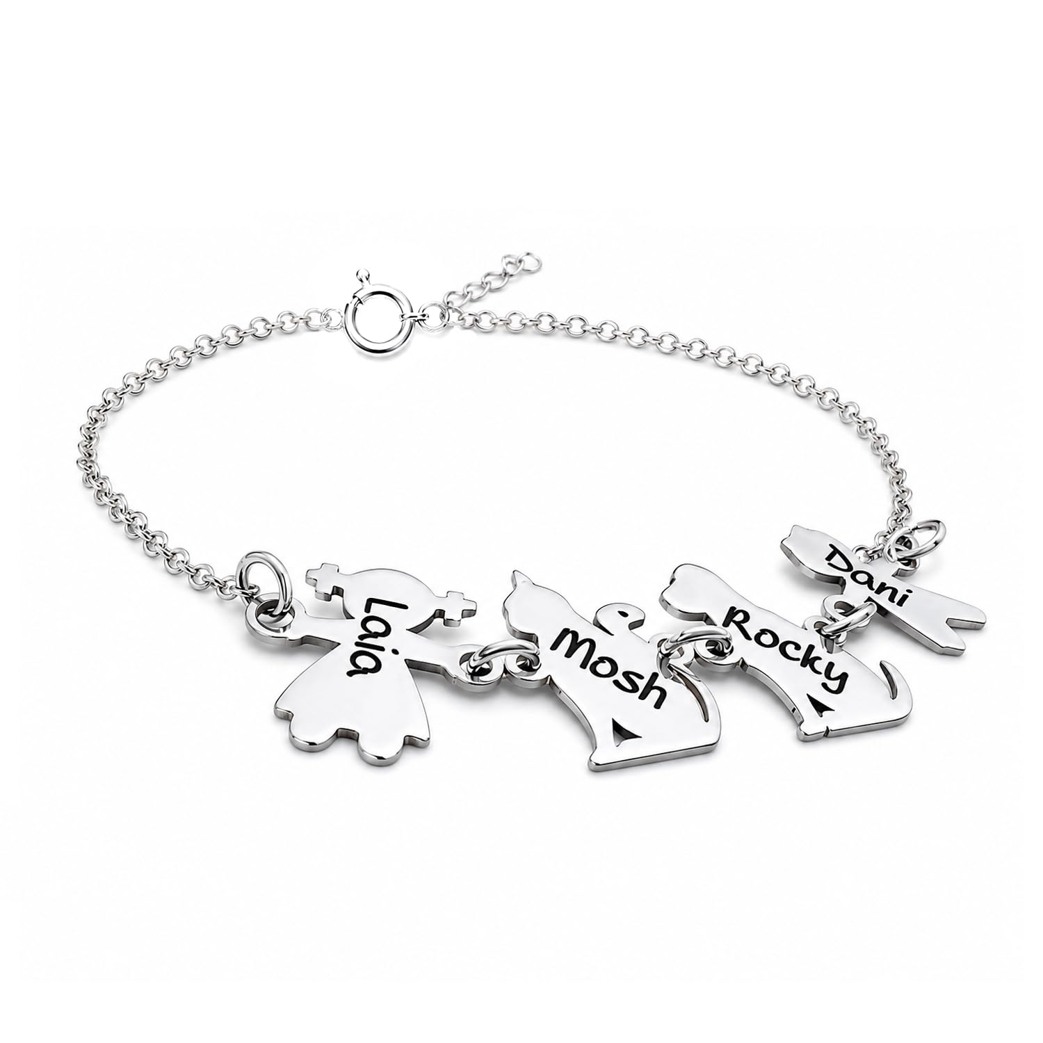 Pulsera Mamá Personalizada con nombres - Fabricada en plata de ley 925/1000 - Niños con Nombres - Regalo día de la Madre - Regalo Mamá