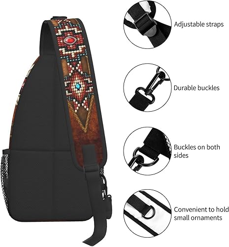 Miniatura 5 de ASYG Linda bolsa de hombro nativa americana cruzada en el pecho, mochila casual americana india para mujeres y hombres, Native American-a08,