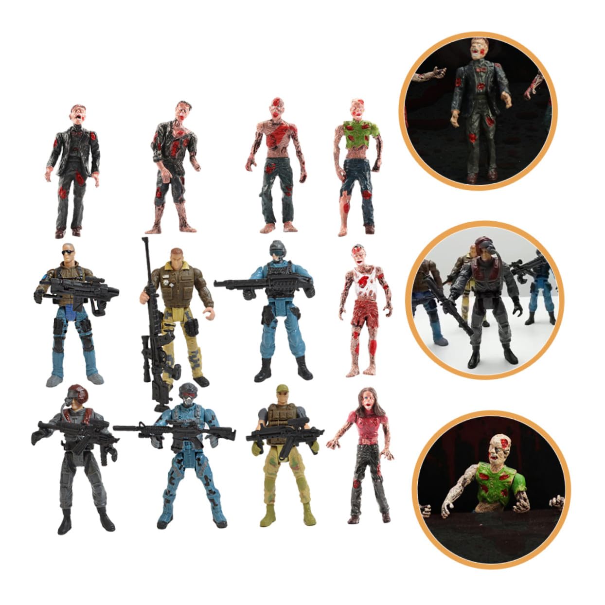 SUPVOX Set di Soldatini Militari 12 Pezzi in Plastico, Modelli 10cm | Articolazioni Mobili, Gruppo Mercenario Tema Zombie, Bordi Lisci senza Sbavature Stile Casuale