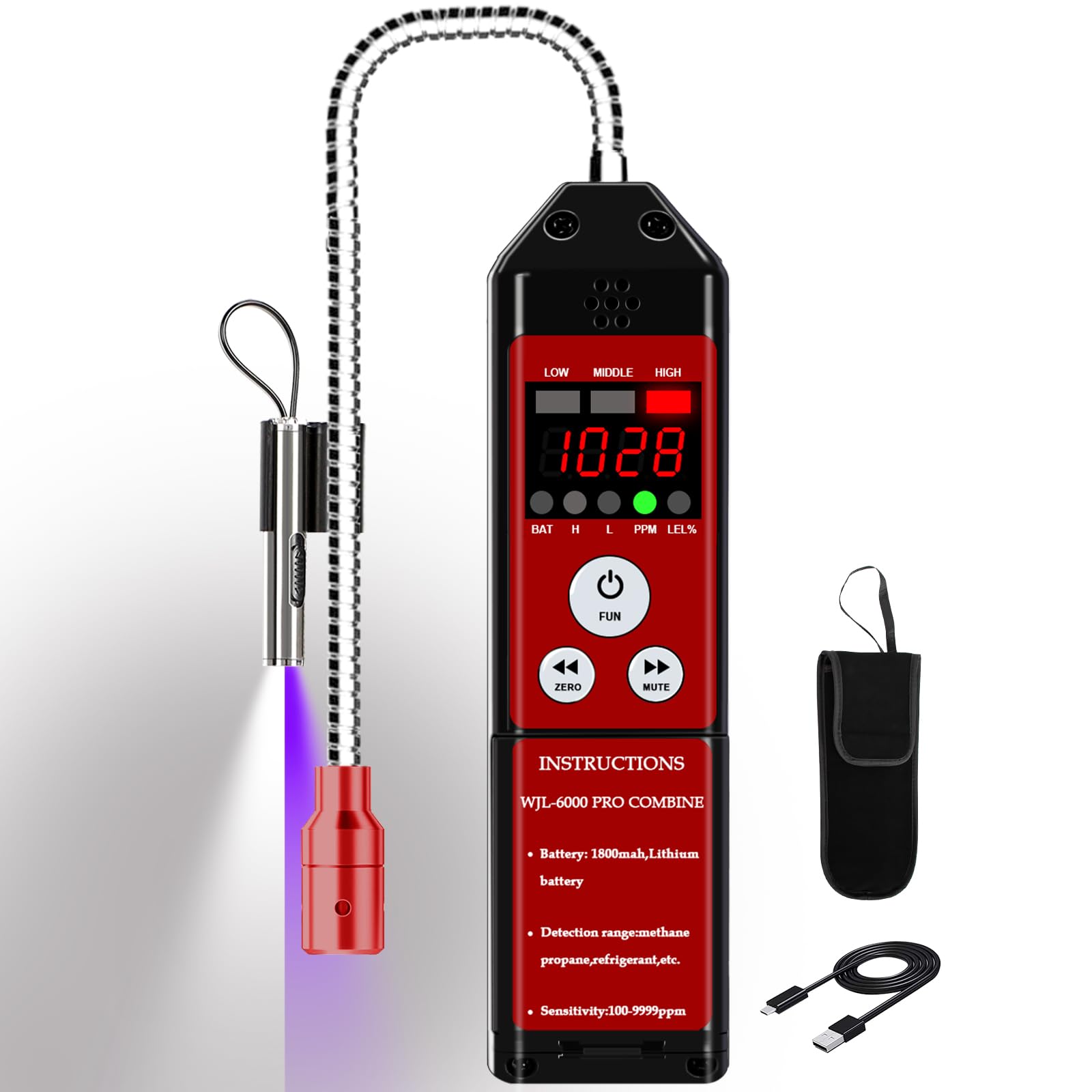 Refrigerant Leak Detector, Aprvtio WJL-6000PRO Combine PPM Freon & Com