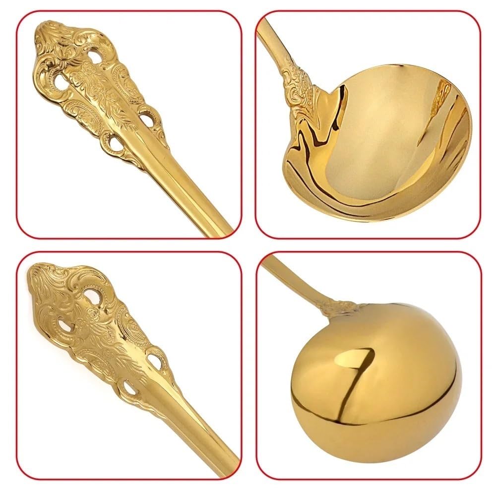 Cucharón de sopa de acero inoxidable, herramienta de cuchara de cocina duradera para cocinar y entretener, diseño resistente, vajilla elegante para servir