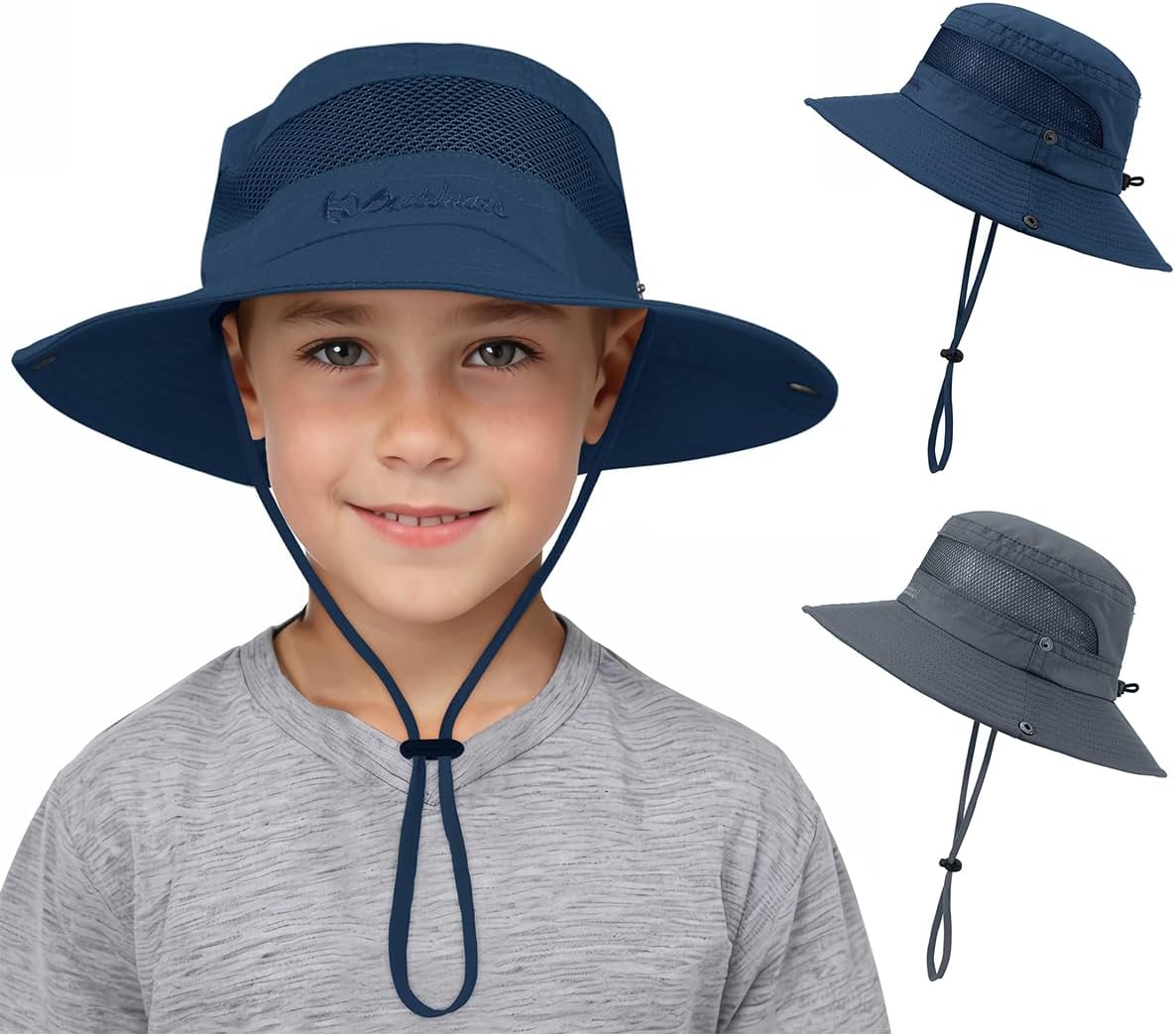 Century Star 2 Pack Kids Sun Hat Outdoor UPF 50+ Quick Dry Adjustable Beach Bucket Hats Windproof Fishing Safari Hat