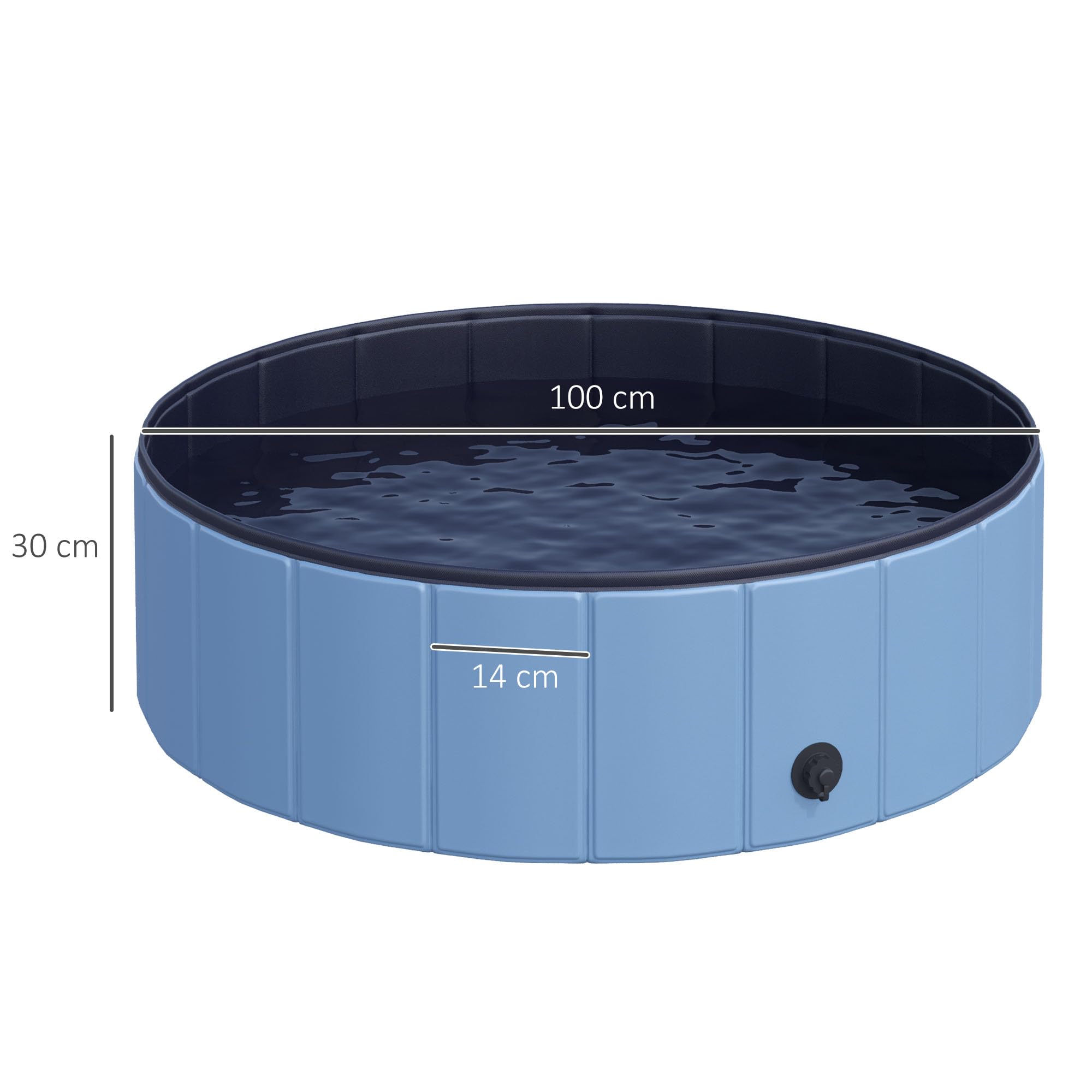 PawHut Piscine pour Chien Pliable, Piscine Baignoire Bassin Chien, 100x30cm en Plastique, Piscine pour Animaux Extérieur, Stable et Antidérapant, Bleu
