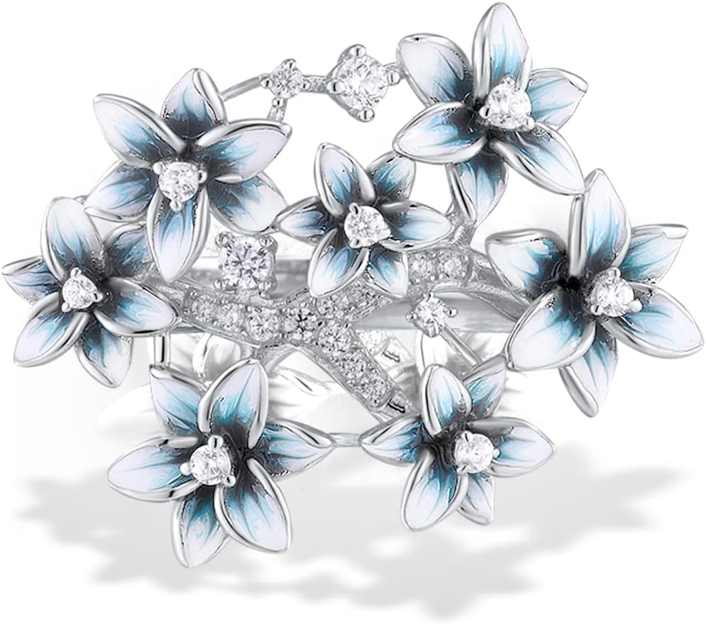 Santuzza 925 Sterling Silver Enamel Flower Ring for Women - Image 2