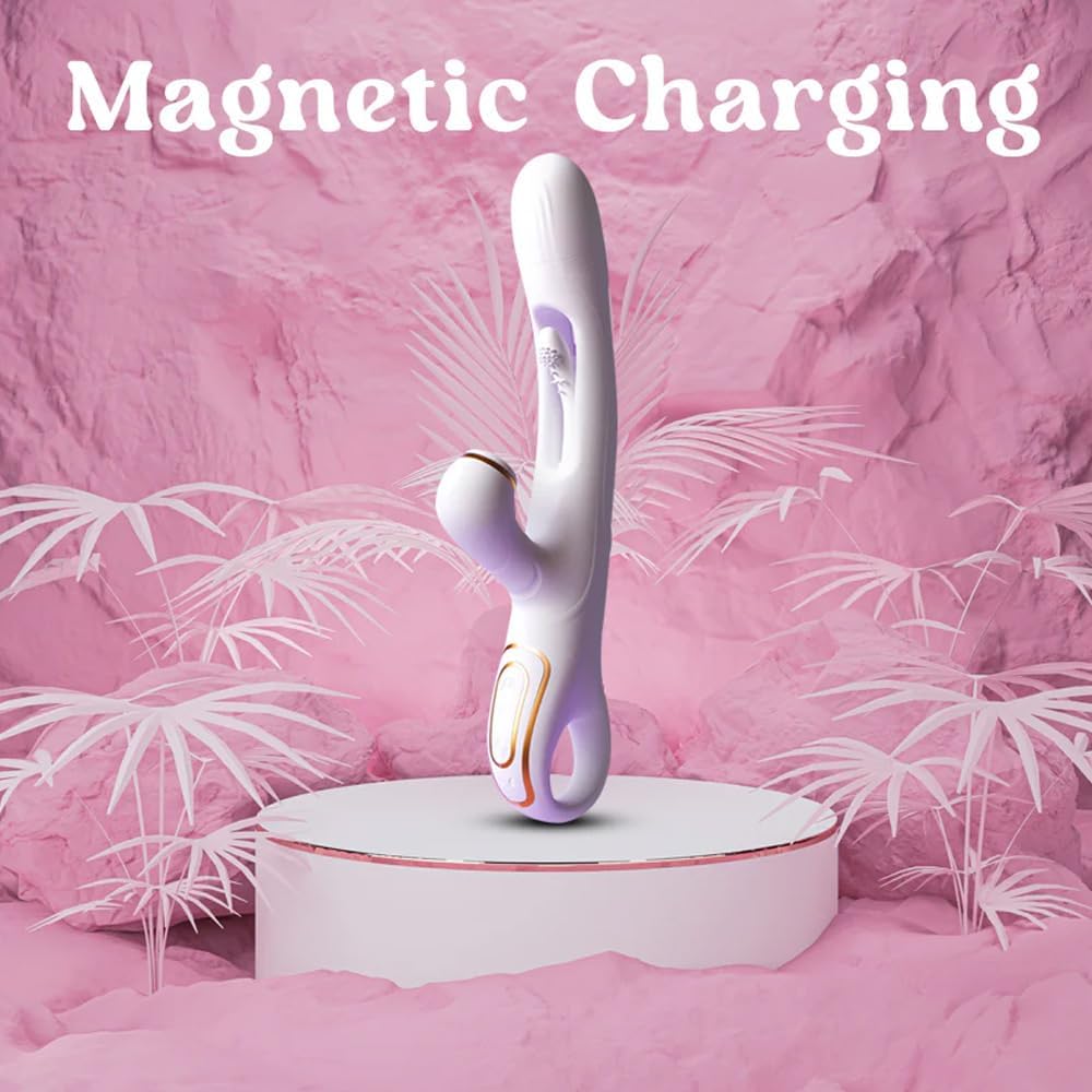 Clit Sucking Vibrator Penis Rabbit Luxe Wand Sex Toy for Women Suction Licking Vibe Nipple Gspot Vibrating Dildo Clitoris Stimulator Massager Powerful G Spot Flapping (Pink)