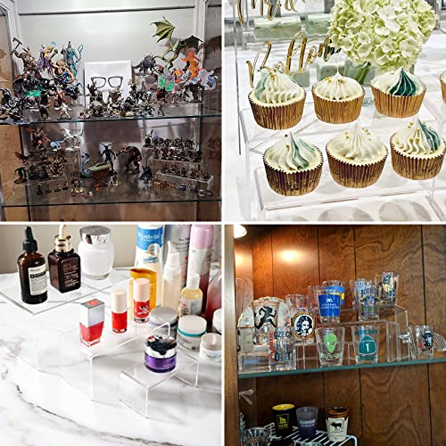 8 Pieces Large Acrylic Risers, 4" Wide Rectangular Tabletop Display Riser Shelf, Tiered Display Stand For Cupcake Stand Collectibles Display Retail Showcase #TOP5