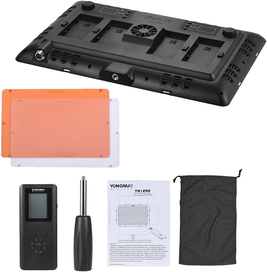 YONGNUO YN1200 Pro LED Video Light/LED Studio Lamp, with 5600K Color Temperature and Adjustable Brightness, for The SLR Cameras Camcorders, Like Canon Nikon Pentax Olympus Samsung Panasonic JVC etc.