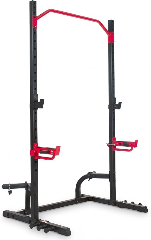 Full Size Power Rack for Complete Strength Training | Full-Size Rack, Angled Pull-Up Bar, Squat & Bench Ready, 2 J-Hooks & Spotter Arms, 2" Plate Storage, Band Attachments