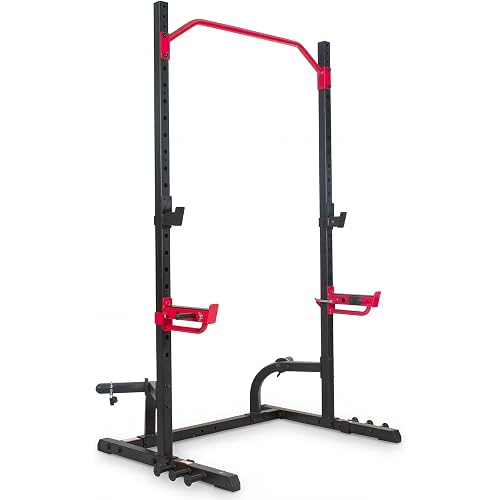Sunny Health & Fitness Multifunctional Strength Training Home Gym – Complete Workout Equipment with Training Attachments, Optional Squat Stand, Power Rack Cage, Adjustable Incline Bench