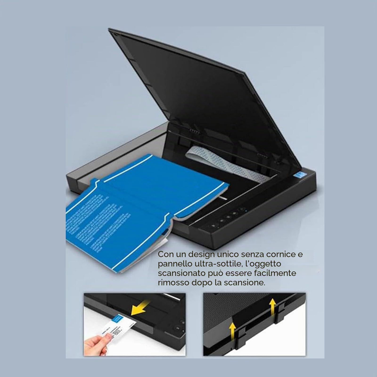 Scanner piatto formato A3, risoluzione 2400 x 2400 DPI, sorgente luminosa a LED, scansione rapida di 4 secondi/pagine, ideale per documenti e foto, facile funzionalità di PDF/e-mail/stampa