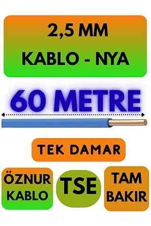 znur 2,5 MM NYA Kablo, 60 Metre, Mavi