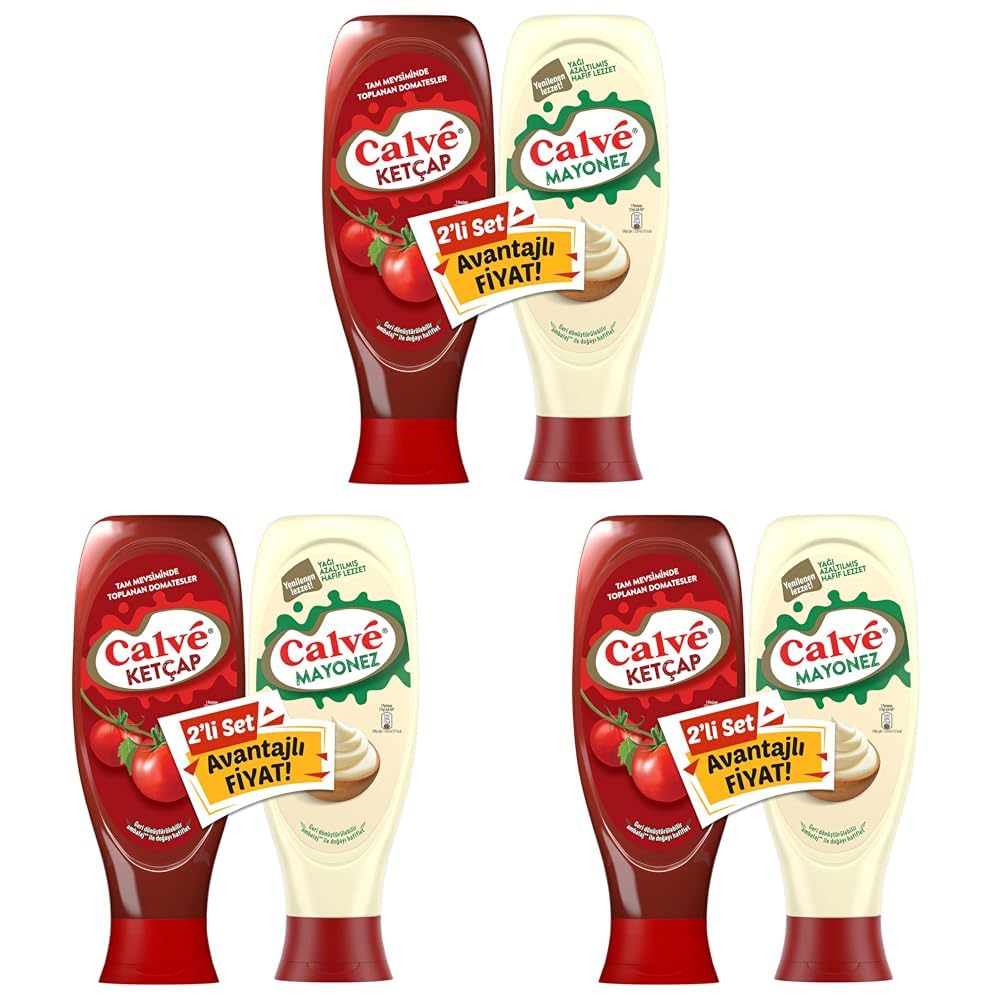 Calve Ketçap 610 g + Mayonez 540 g 2'li Set (3 paketi)