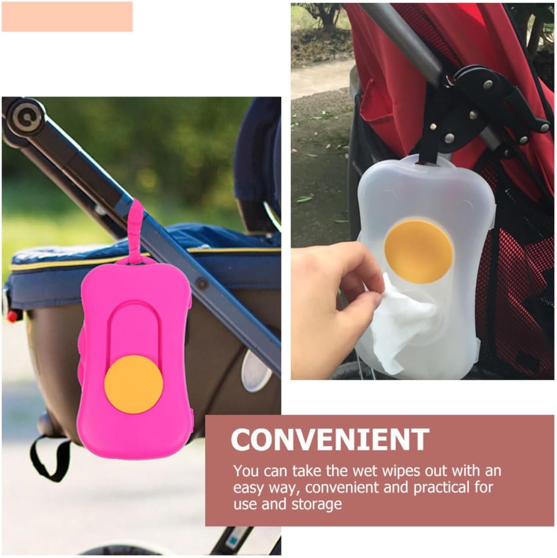 2Pcs Portable Outdoor Tissue Dispenser Wipe Holder with Button Lightweight Napkin Box for Travel Stroller Diaper Bag