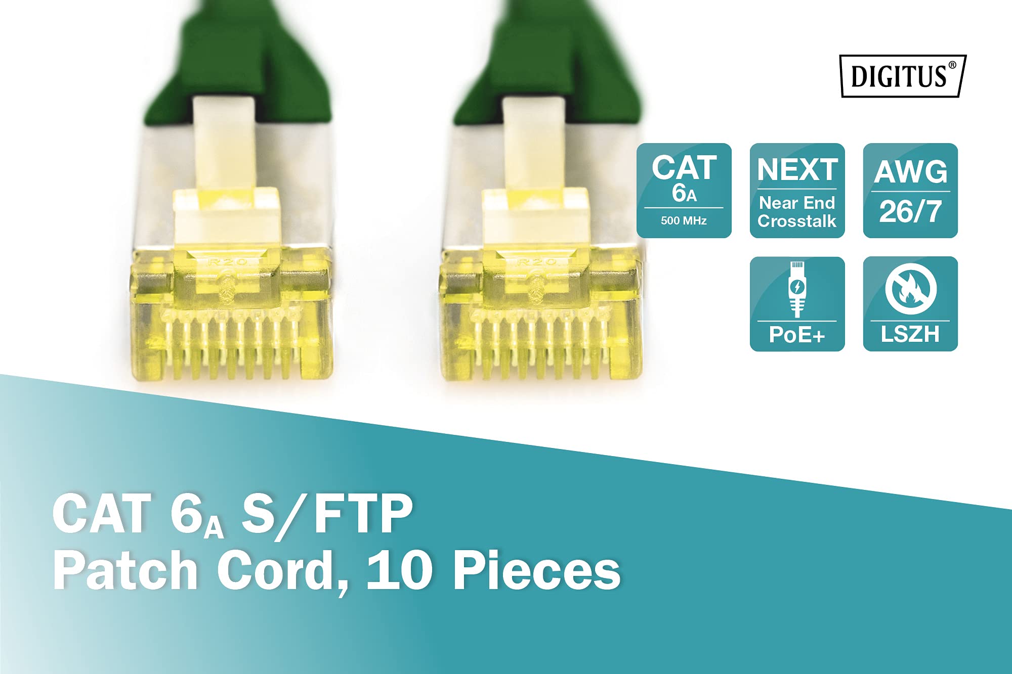 Digitus LAN Kabel Cat 6A – 3 m – 10 Stück – S/FTP Geschirmt – Grün – Bild 2
