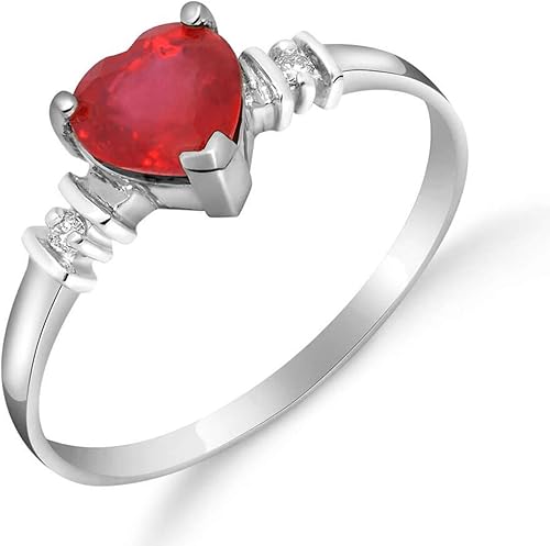 Galaxy Gold GG Anillo de oro macizo de 14 k de 1.03 quilates con diamantes de rubí 4345