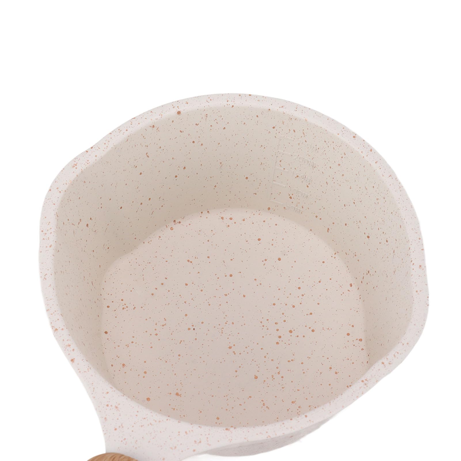 Mini Casserole à Lait 250 ML Maifanstone Casserole Chauffe-Lait Blanc avec Manche en Bois et Échelle de Mesure, Pot à Beurre pour Tables de Cuisson à Induction Cuisinière à Gaz