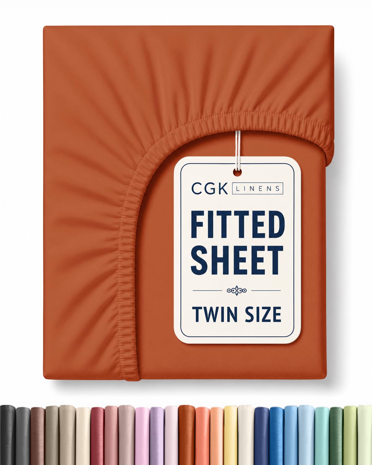 Twin Fitted Sheet - Single Fitted Sheet Only - Deep Pockets - Terracotta