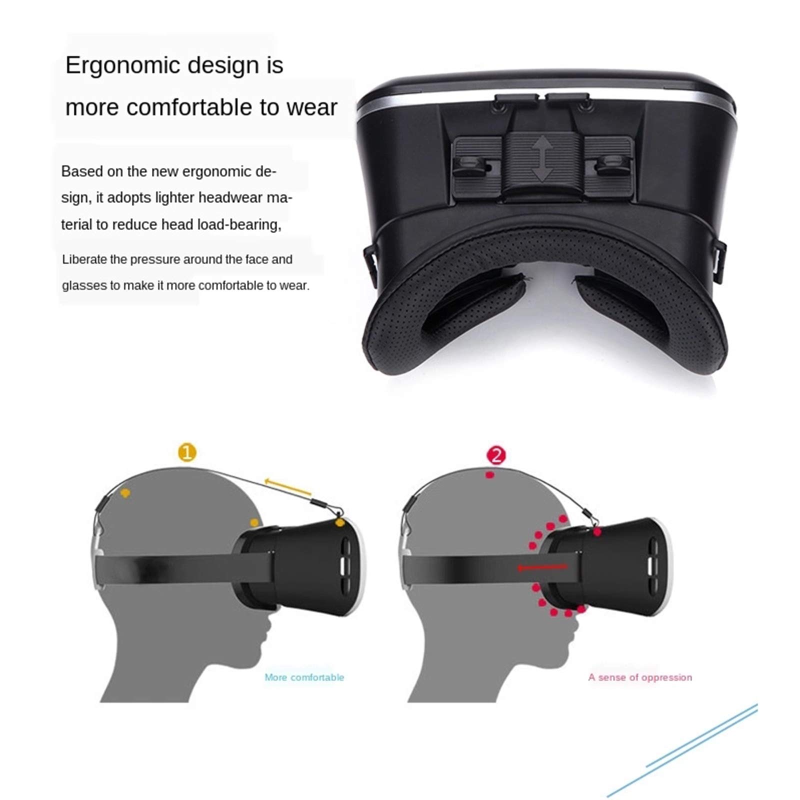 3D VR Gafas de Realidad Virtual Auriculares VR para Pantalla de 4,0 a 6,0 Pulgadas, Casco VR de Realidad Virtual Disfruta de los Mejores Juegos y Videos RV, 360 y 3D,Blanco