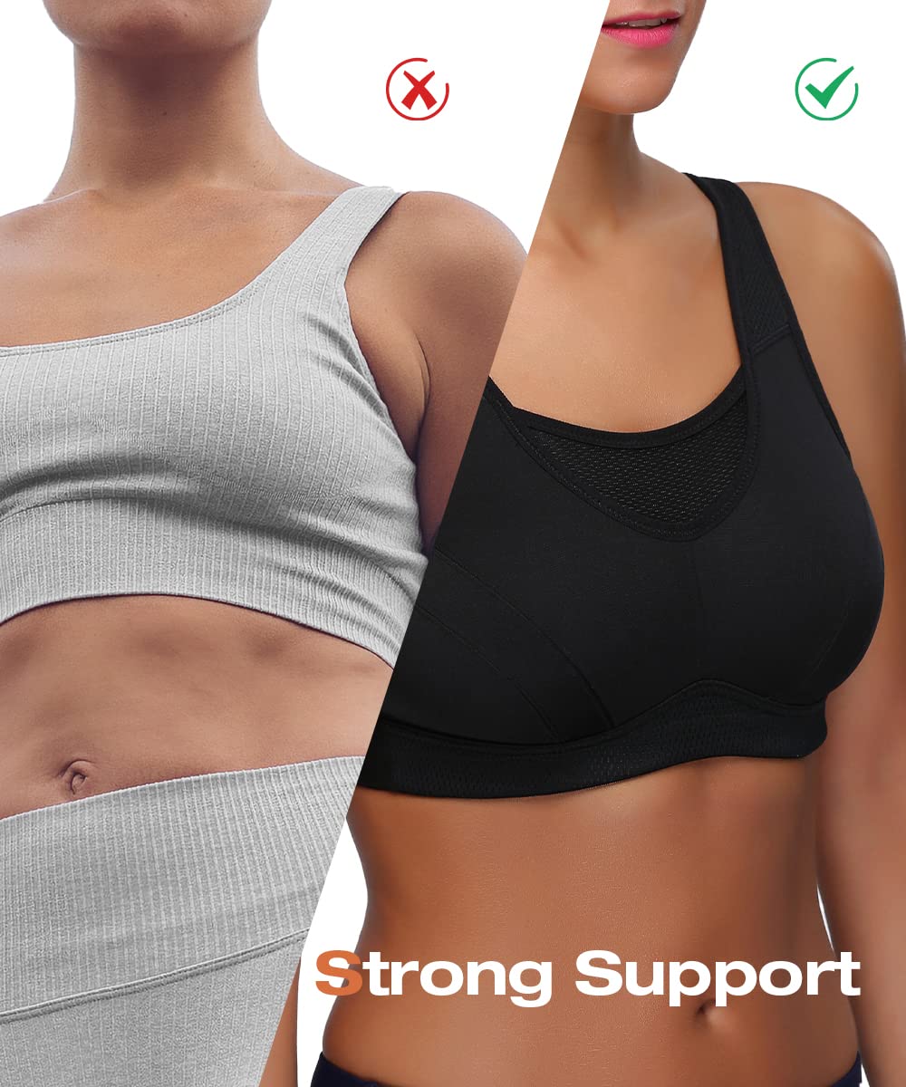 Wingslove Sujetador Deportivo de Alto Impacto para Mujer, Cobertura Completa, sin Cables, sin Relleno, Talla Grande