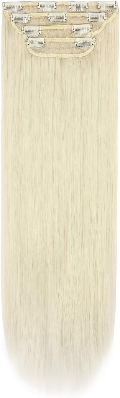 REECHO26" Straight Super Long 4 PCS Set Thick Clip in on Hair Extensions White Blonde