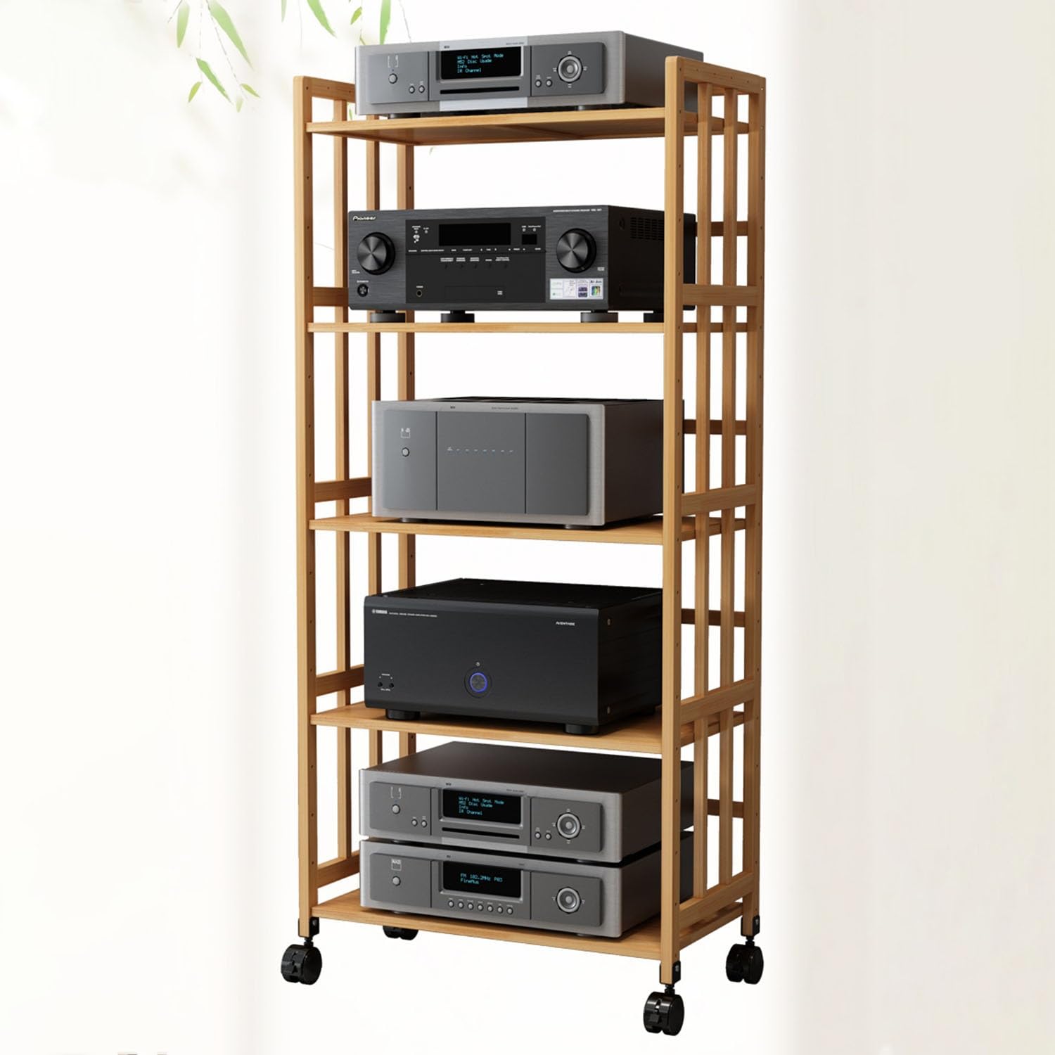 Supporto per Dvd con Ruote, Supporto per Videogiochi, Supporto per Media Av, Ripiano Angolare, Supporto Tv Angolare Mobile, Mobile Espositivoo per Lettori Dvd/Decoder Via Cavo/Console Di Gioc