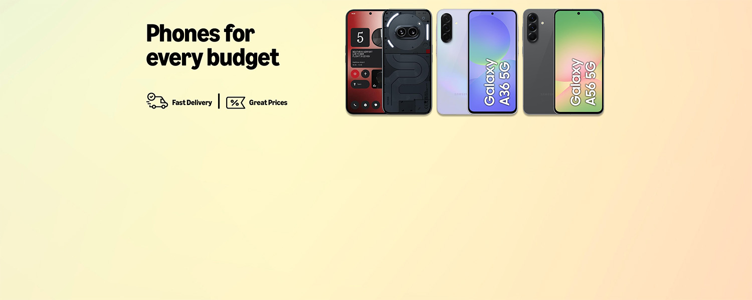 Promotional banner featuring budget phones