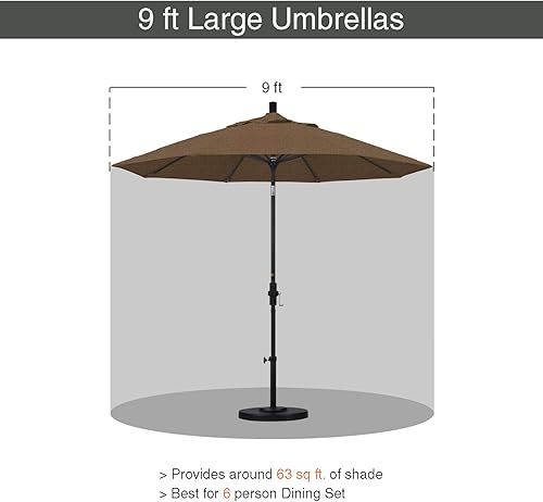 Vista 34 de Sombrilla California Umbrella de 9 pies, de olefina, con inclinación automática y mástil de aluminio bañado en bronce, Rojo, Rojo