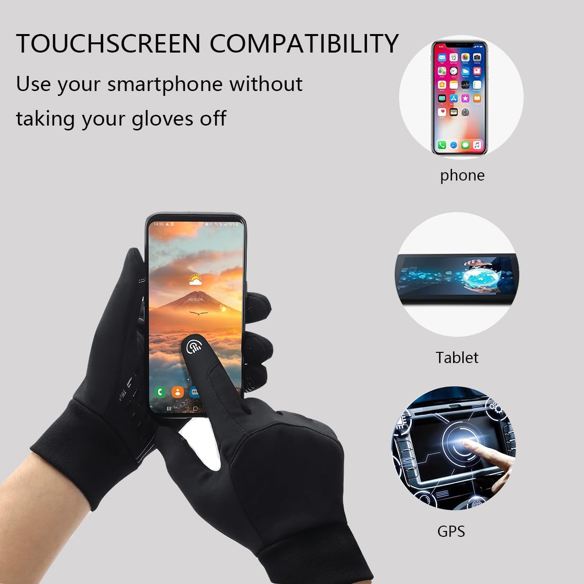 Gants d'hiver écran tactile chauds imperméables antidérapants pour hommes femmes vélo randonnée ski escalade