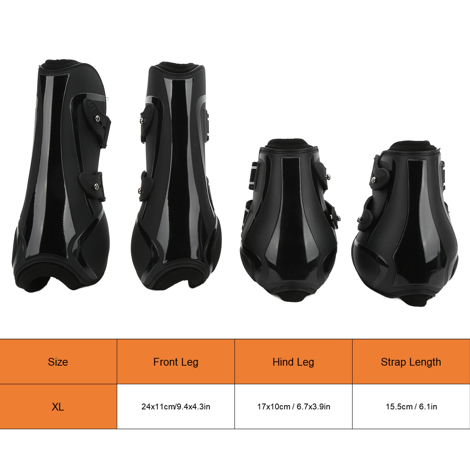 Protecteur de Jambe de Cheval, 4 Pièces, Coque en PU Durable, Néoprène Souple, Respirant pour Toutes Les Conditions Météorologiques pour Le Saut et L'équitation