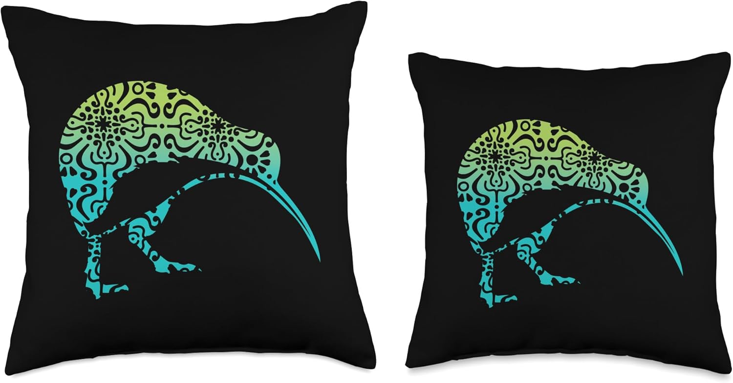 Maori Kiwi Tribal Aboriginal New Zealand Bird Art Throw Pillow