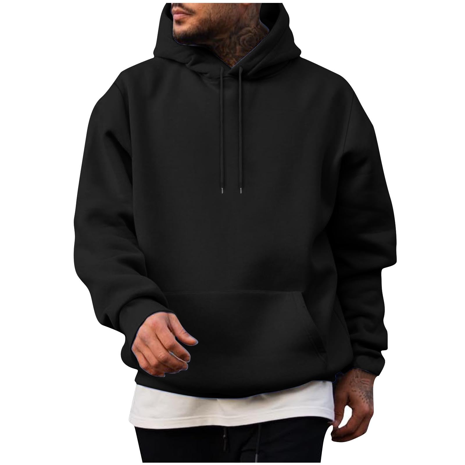 Sweat A Capuche Homme Grandes Tailles,Hoodie Homme De Sport,Pull Unie Décontracté Confortable,Sweats À Capuche avec Poche Kangourou,Sweatshirts Hommes Sportif Streetwear Polyvalent