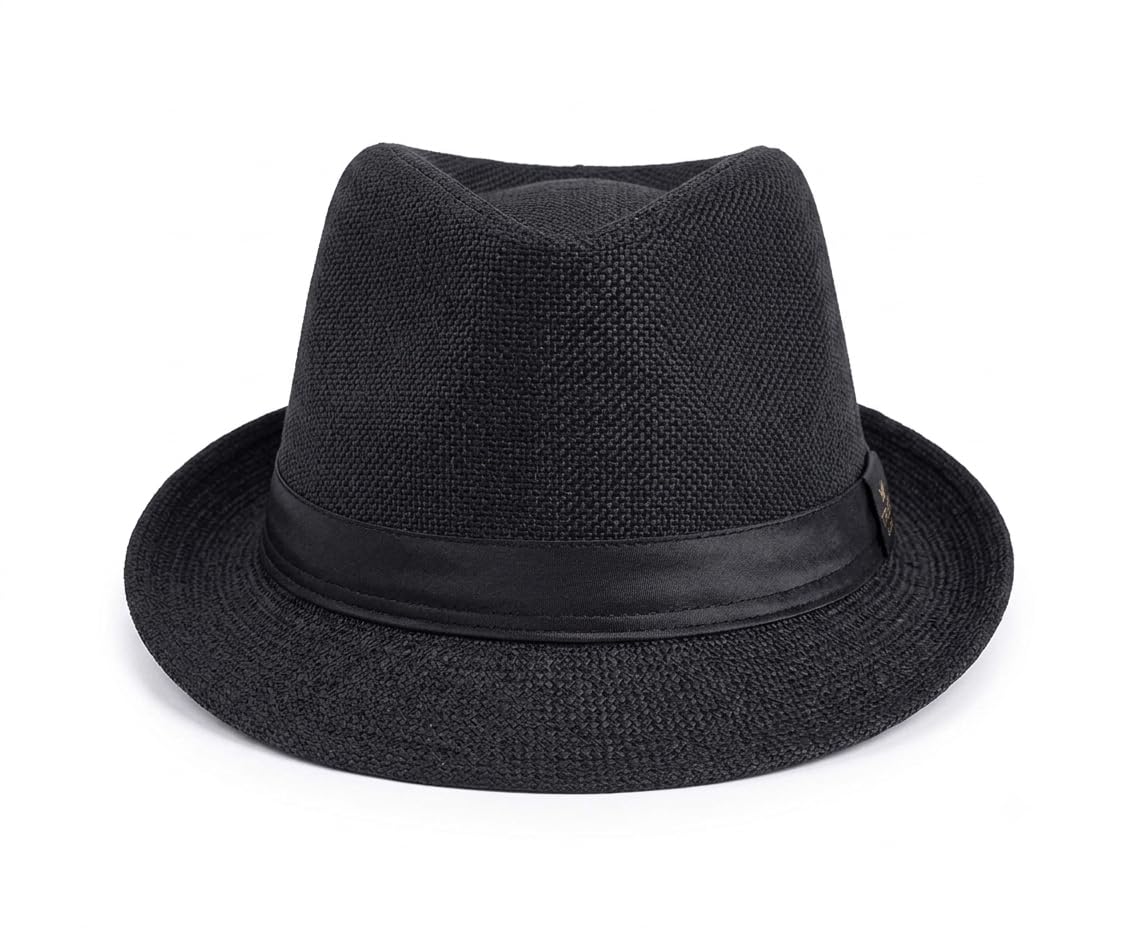 Asthavinayak Impex tie Hub Vintage Solid Black Fedora Hat Classic Wool FeltHat for Men FedoraHat for Boys & Girls Black Stylish Fancy Dress Cap Bhagat Singh CostumeHat beachhat Classic Trilby Hat-image-33
