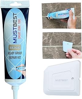 Tile Grout Repair Kit (Beige,13.4 oz-380 Gr), Four-Way Use, Repair, Renew, Repaint, Fill The Gaps, Fast Drying, Odorless, Waterproof And Pre-Mixed Grout Pen For Shower, Kitchen, Pool,Bathroom