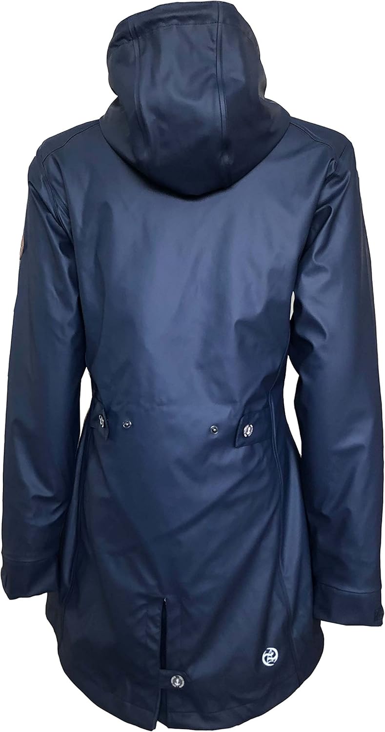 Dry Fashion Kiel Women's Raincoat - Women's Rain Jacket with Adjustable Hood Long Windproof Waterproof 52 navy