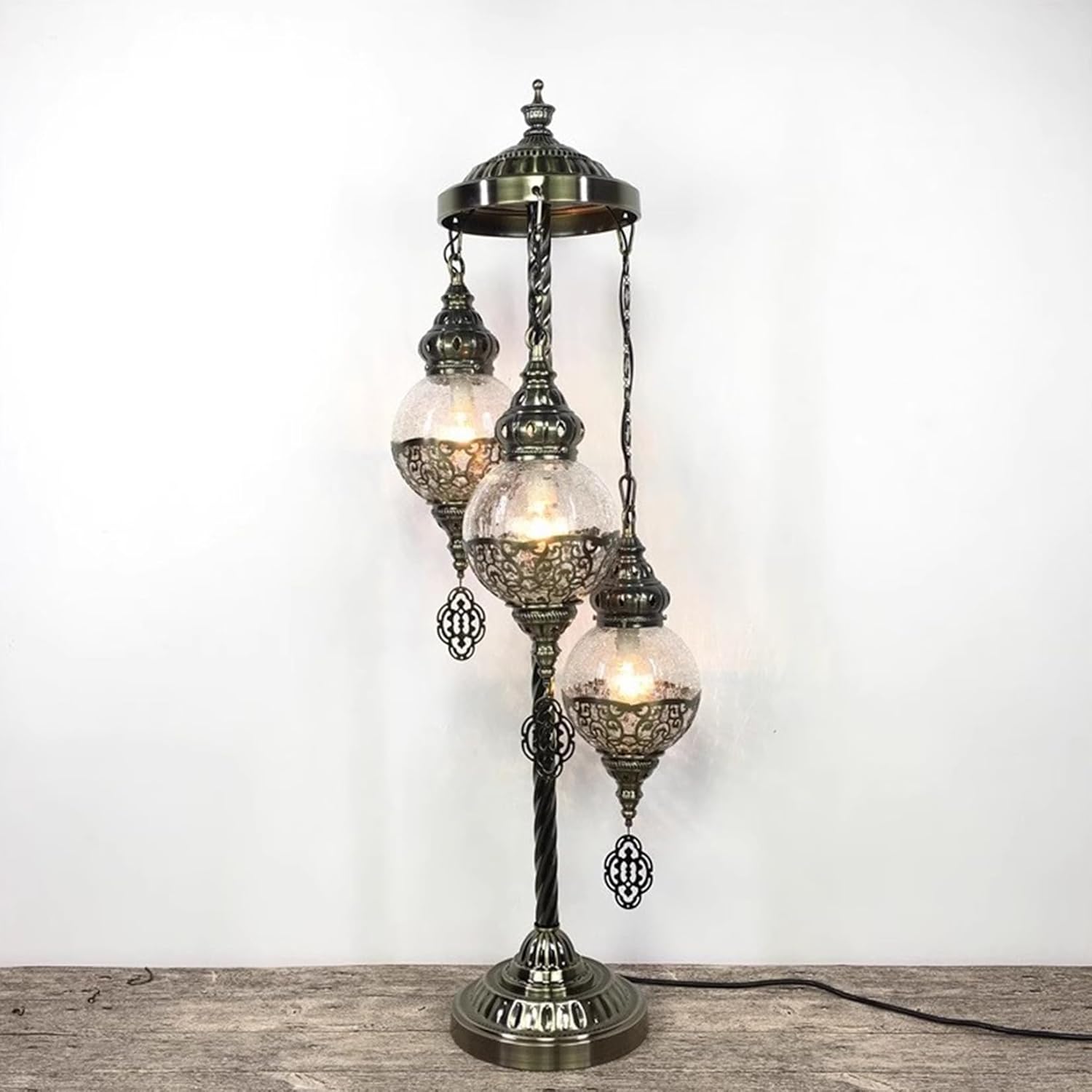 トルコのフロアランプモロッコのランプ3グローブスタンディング